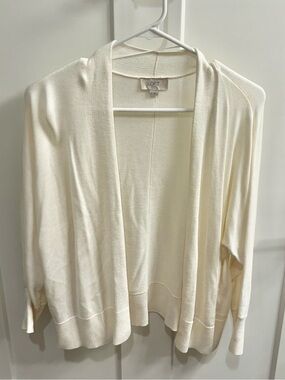 LOFT Cream Open-Front Lightweight Cardigan